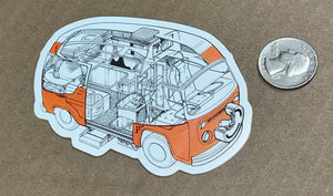 VW Bus Safare Hightop Camper cutaway drawing sticker